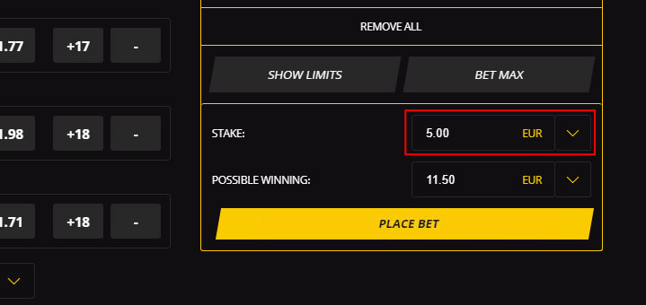 Step 3: ENTER BET AMOUNT