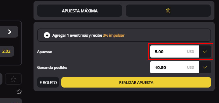 Paso 3: Ingresa el monto de la apuesta